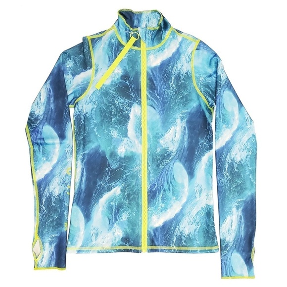 Tutu Blue Women’s Zip Rash Guard Size S Blue Ocean Beach Surf Swim Vacation - Picture 1 of 8